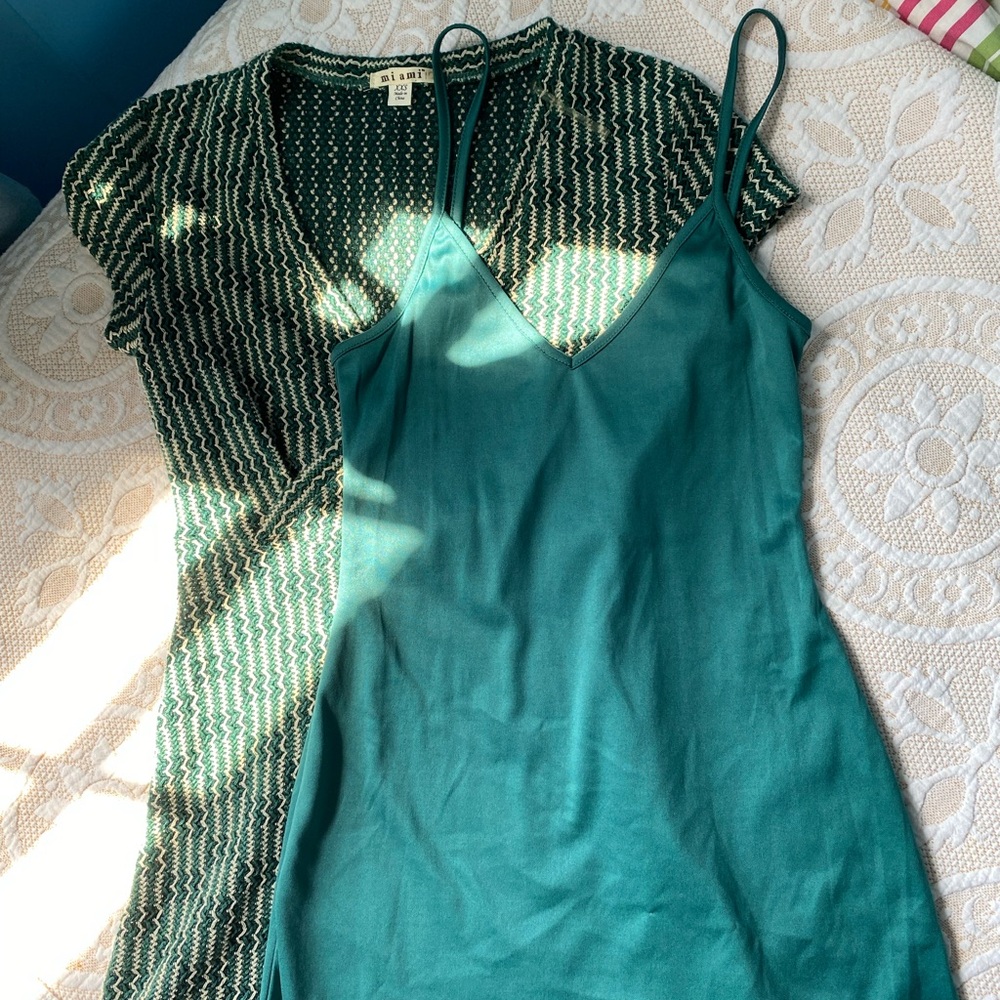 Miami Green and White Peplum Mini Dress - Picture 7 of 7